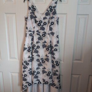 Blue and White embroidered Floral Calvin Klein Dress size 12